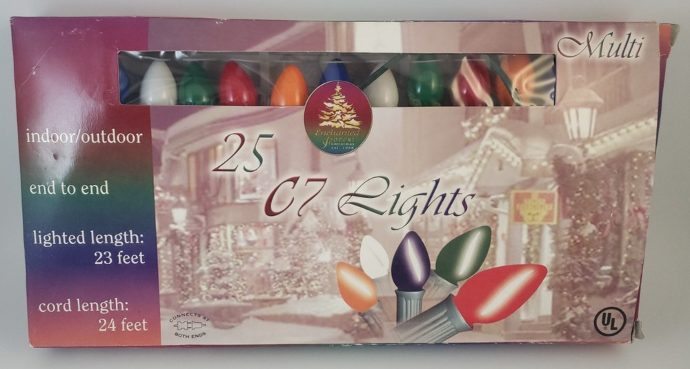 Vintage Enchanted Forest 25 Count C7 Ceramic Light Set MultiColor 24ft.