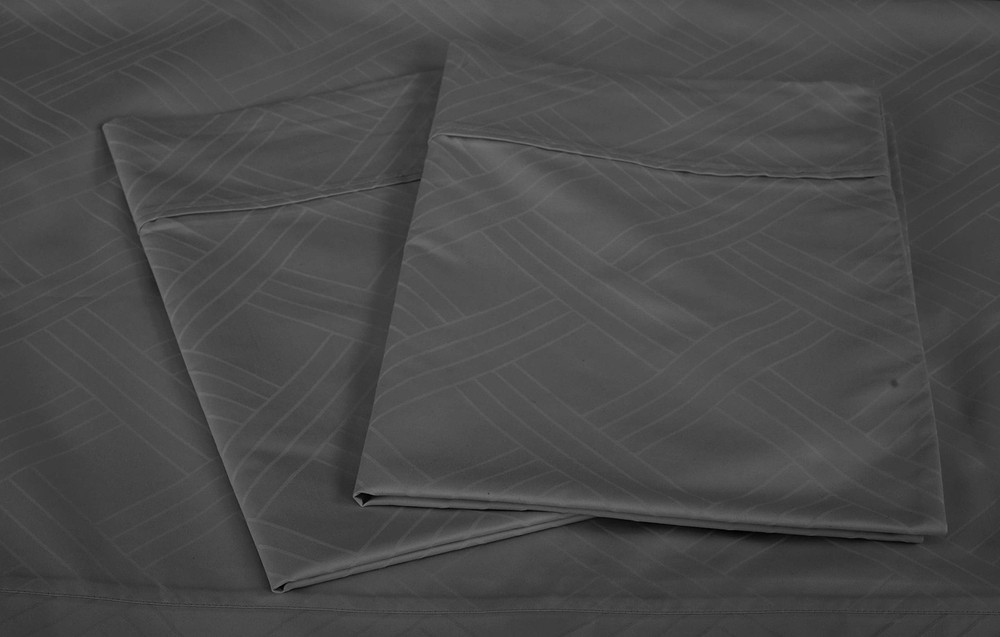 Threadmill Twin Bed-Sheets - 800 Thread Count Jacquard Celine Dark Grey, 100%...