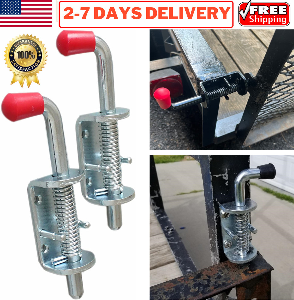 2pcs Spring Loaded Pin Latch Lock for Trailer Tail Gate Ramp Truck Door Fence RV