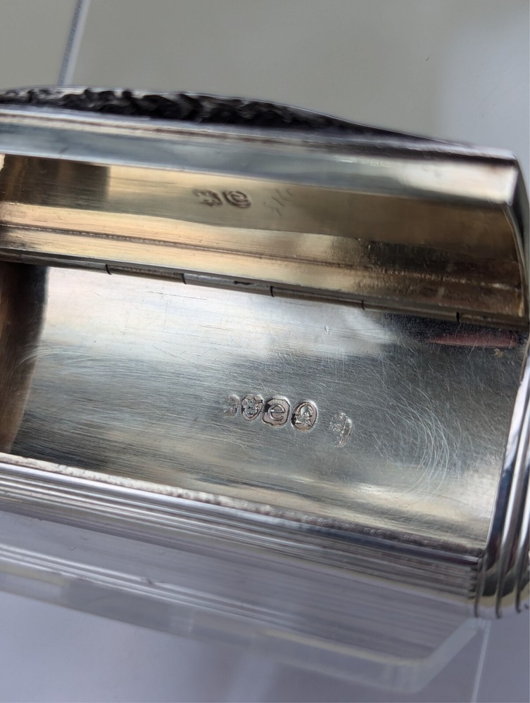 1820 Georgian solid silver long box gilt interior pill box or snuff box