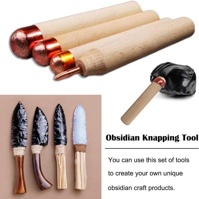 Flint Knapping Tools Kit Obsidian Crafting Tool Dragon Crystal Stone Age Toolkit