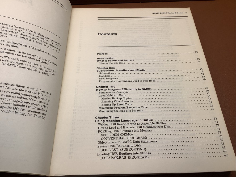 Atari Basic Faster & Better- Info Series Vol. 1 Carl M Evans; Atari MANUAL ONLY