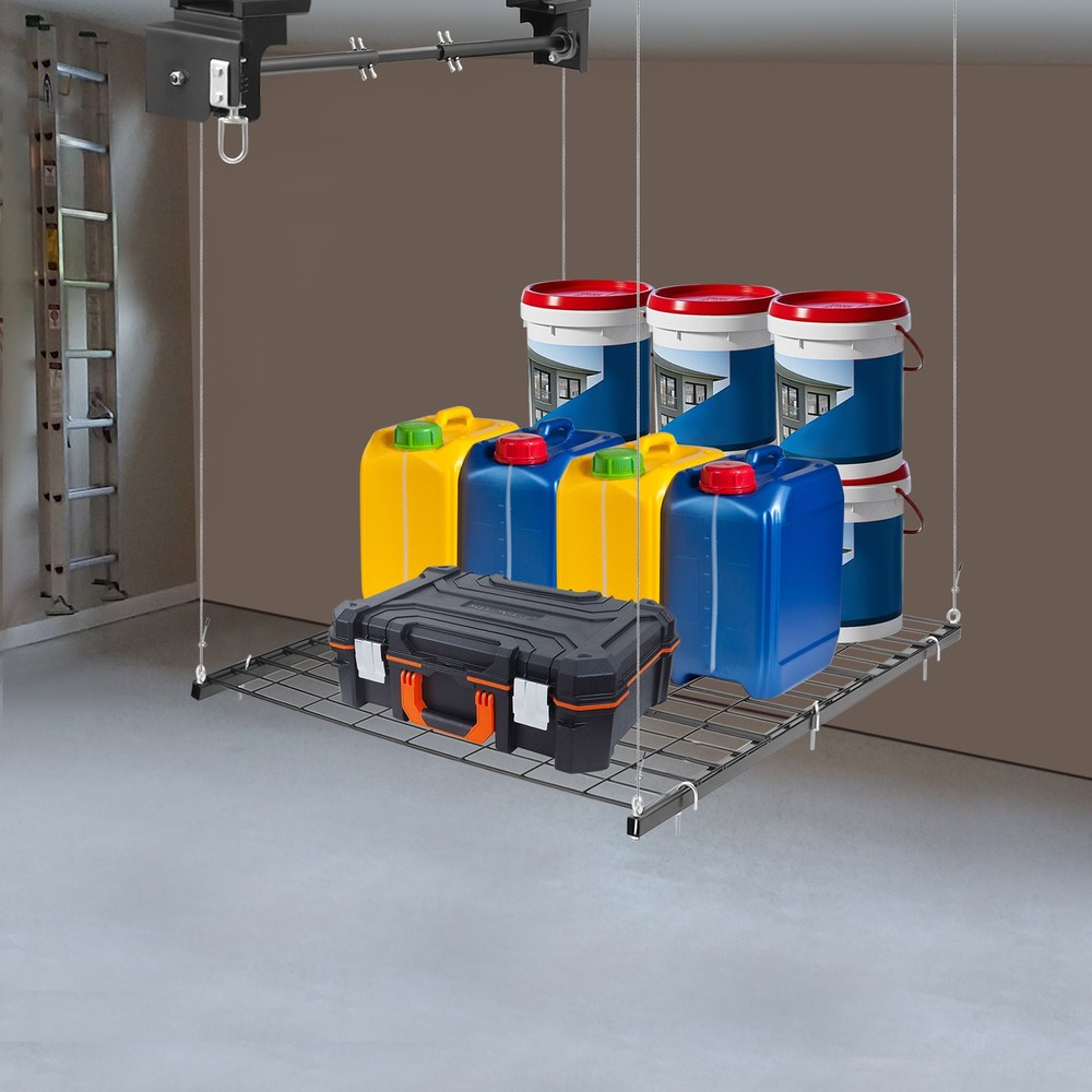 250lbs Overhead Garage Lifting Storage Rack Ceiling Mount Hanging Organizer Unit