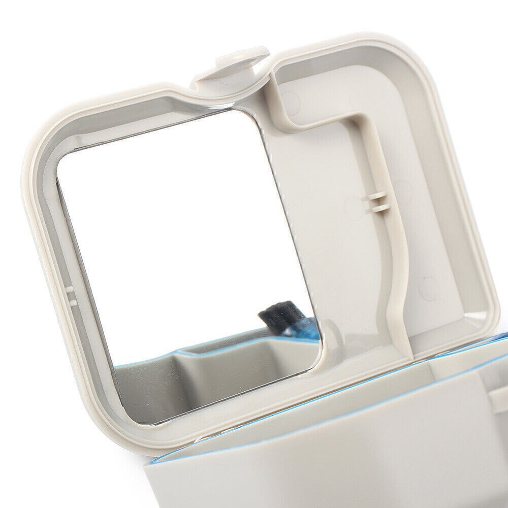 Dental Appliance Denture Storage Clean Brush False Teeth Box Case With Mirror