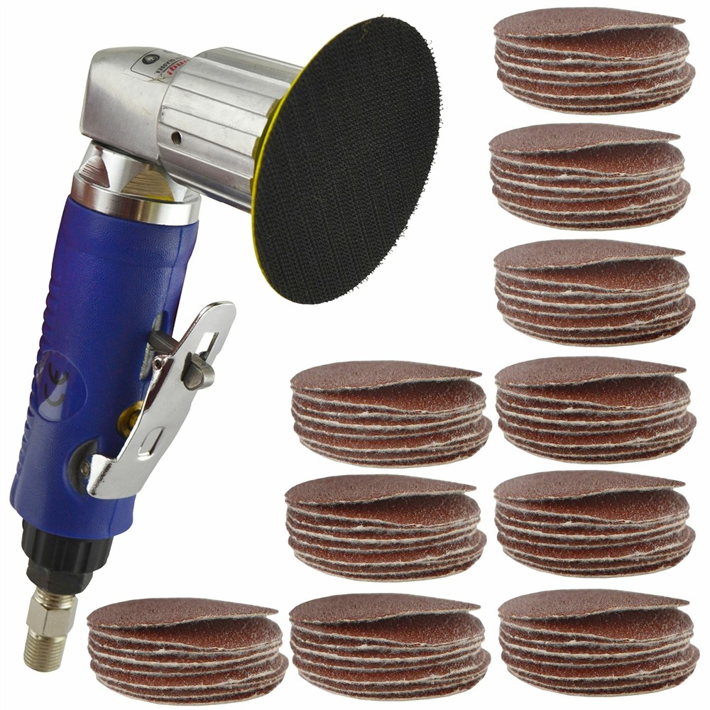 2" Air Angle Sander Grinder Polisher And 100 Pack 40 Sanding Grit Hook/Loop Pad