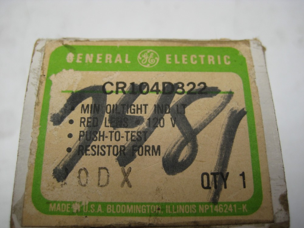 GENERAL ELECTRIC CR104D322 INDICATOR LIGHT RED NSMP