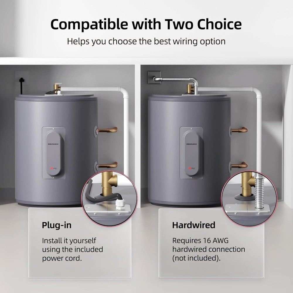 18 Gal Mini Tank Water Heater Electric Compact Storage for Kitchen, Shower, RV