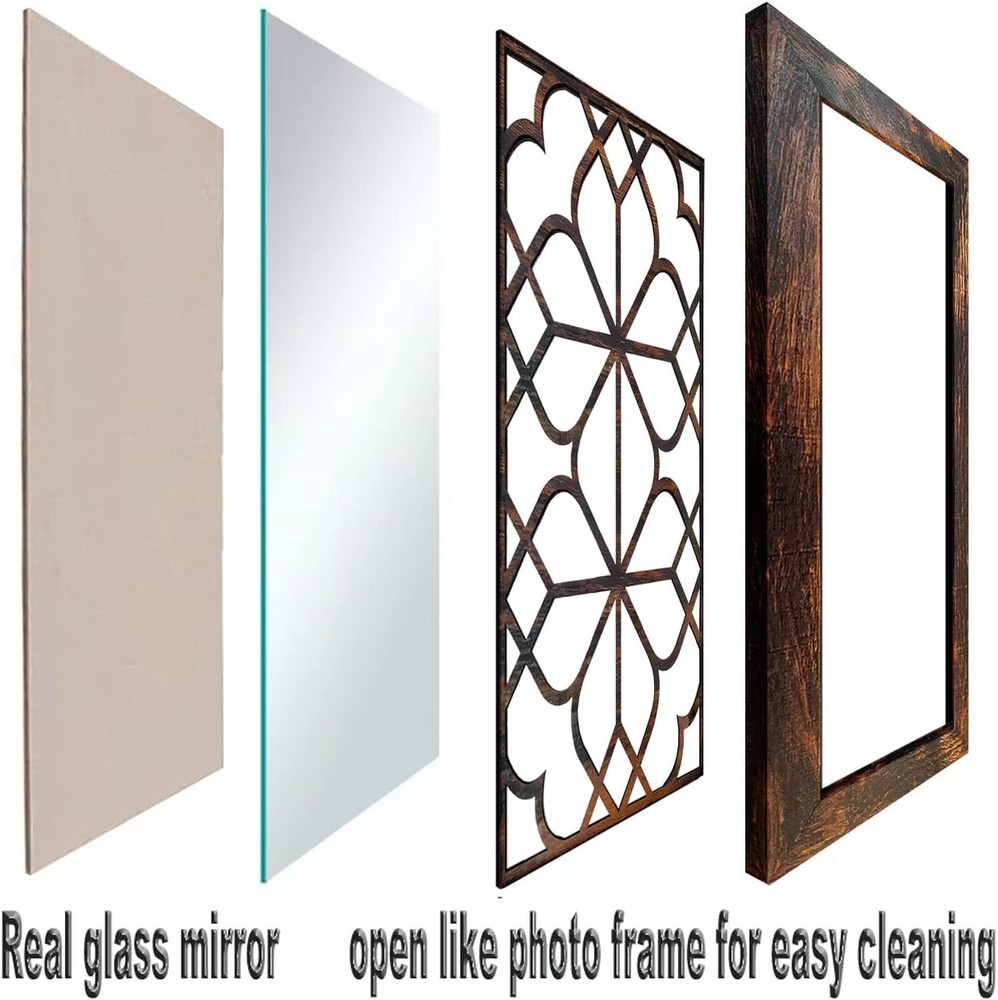 Set of 2 Rectangular Wall Mirror,Gorgeous Rustic Farmhouse Accent Mirror,Caramel