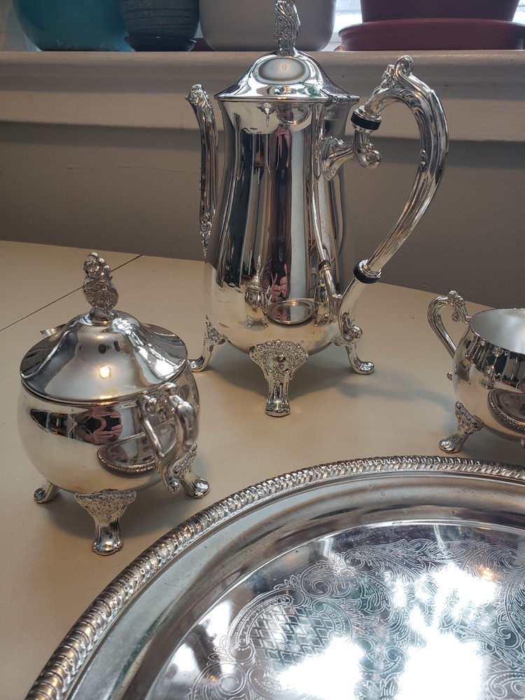 Vintage Silver Plate Tea Set with Tray