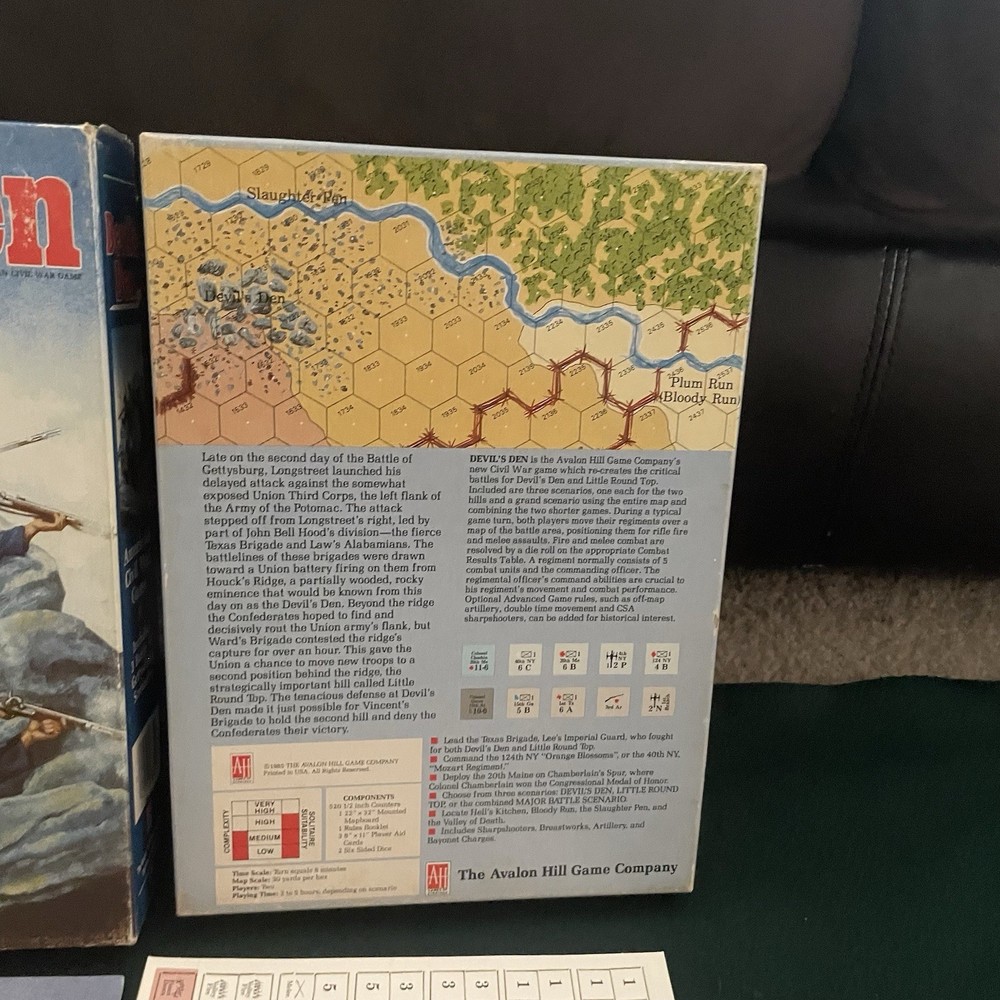 Avalon Hill 1985 Devil's Den Civil War Strategy Board Game Unpunched