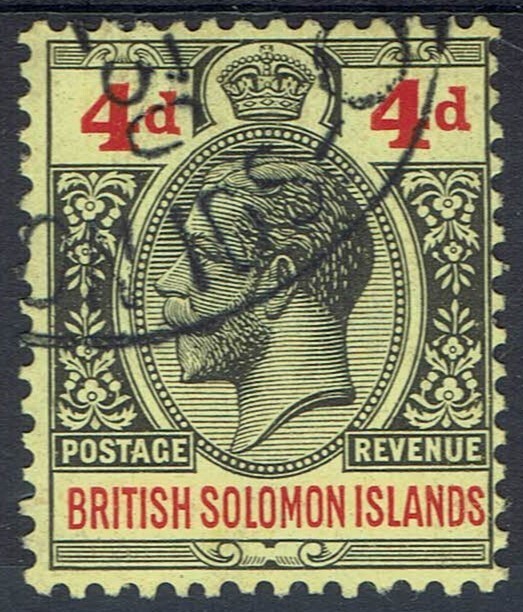 BRITISH SOLOMON ISLANDS 1922 KGV 4D WMK MULTI SCRIPT CA USED