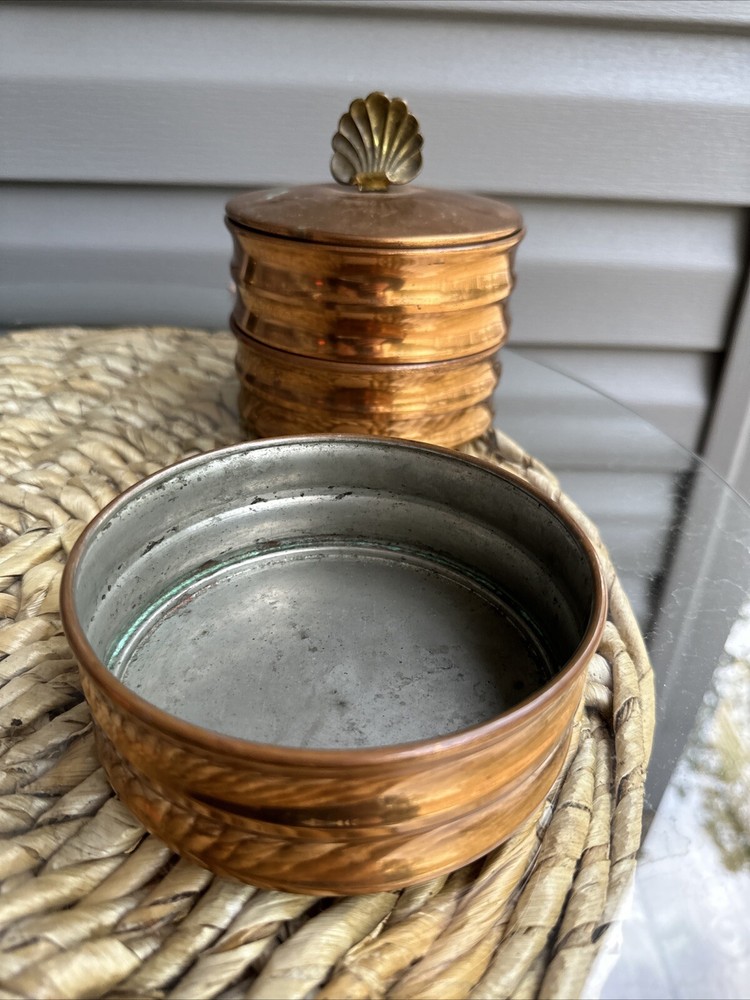 Chase Copper Three-Tray Box with Lid Shell Handle