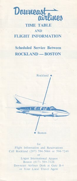 Downeast Airlines timetable 1970/01/02