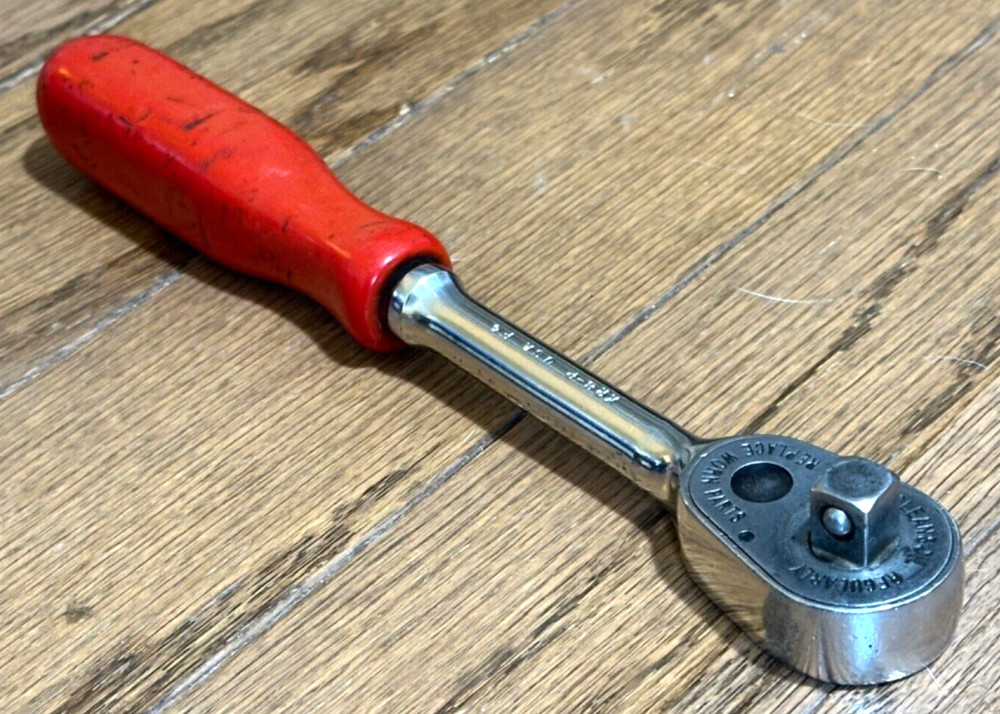 🇺🇸 MAC Tools USA 3/8" DR Ratchet RED Socket Wrench Pear Fixed Head 8" Long
