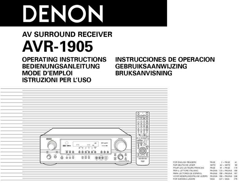 Denon AVR-1905 AV Receiver Owners Manual
