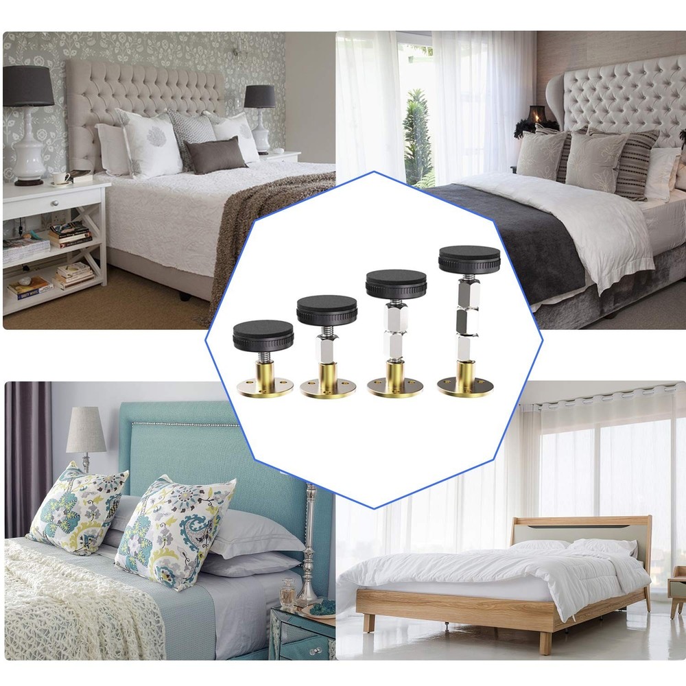 4Pcs Bed Frame Anti-Shake Tool, Threaded Adjustable Headboard Stoppers, Preve...