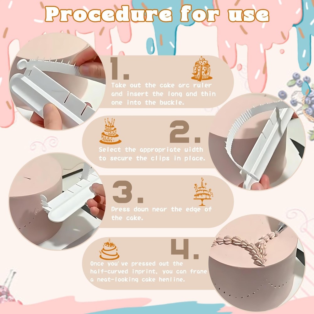 3 Pack Cake Arch Guide Tool, Cake Writing Tools, Convenient for Controlling t...