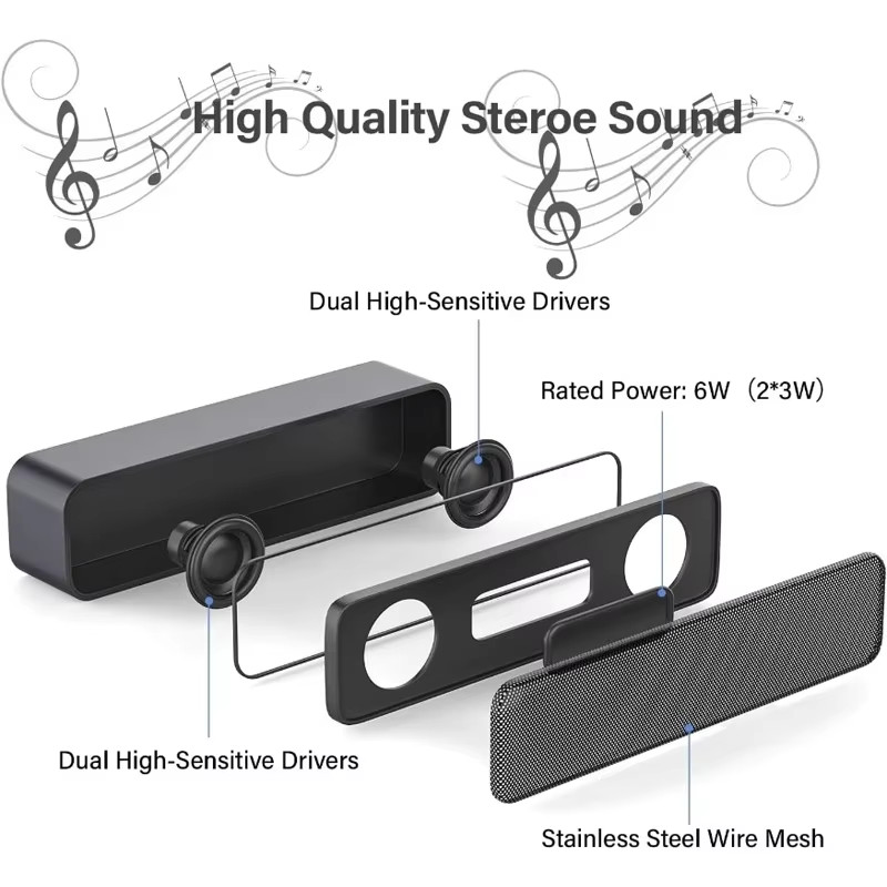 Portable 3D Stereo USB Mini Speaker Powered with Dual Speaker Built-In Decoding