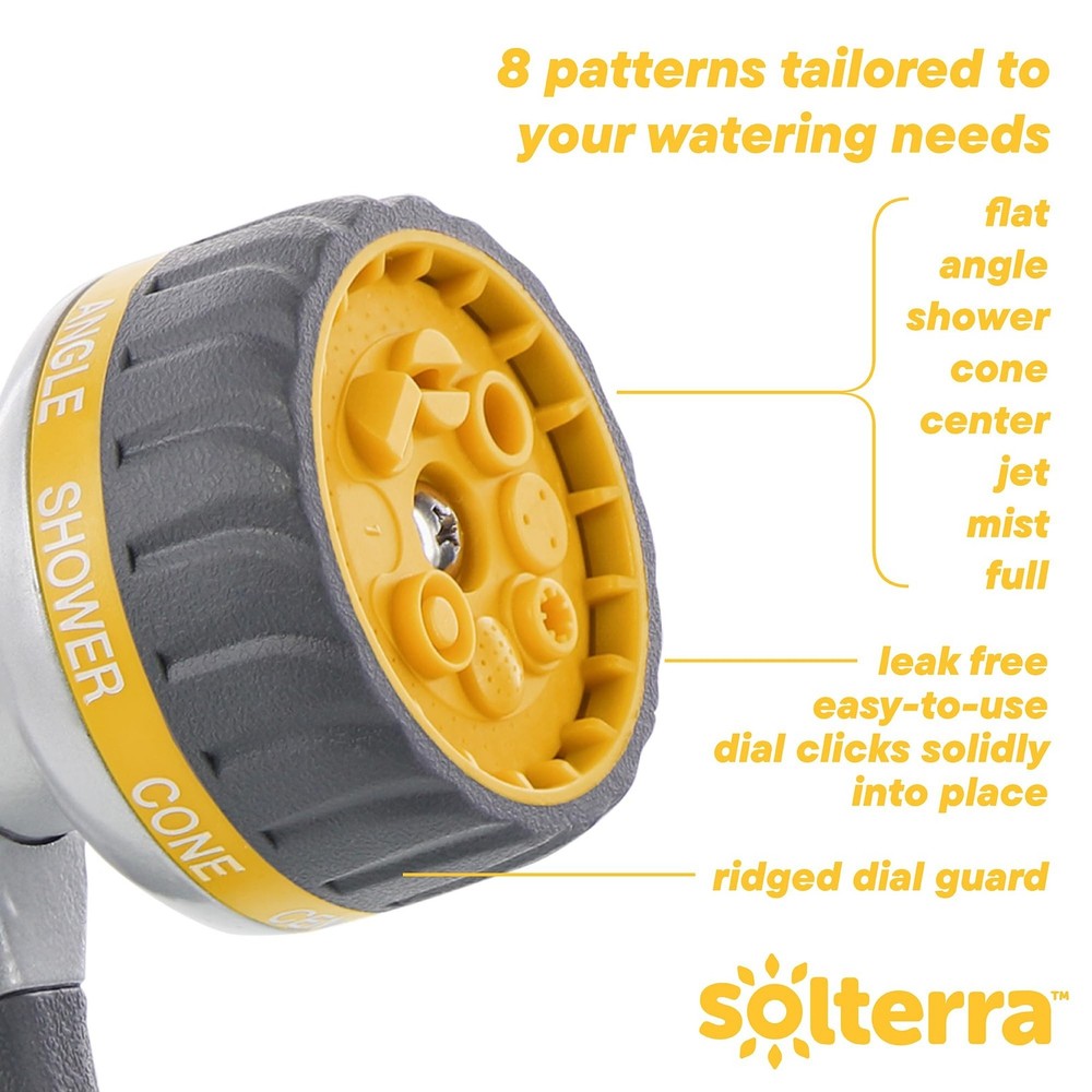 Solterra 8-Pattern Garden Hose Nozzle with Front Trigger Multi-Pattern