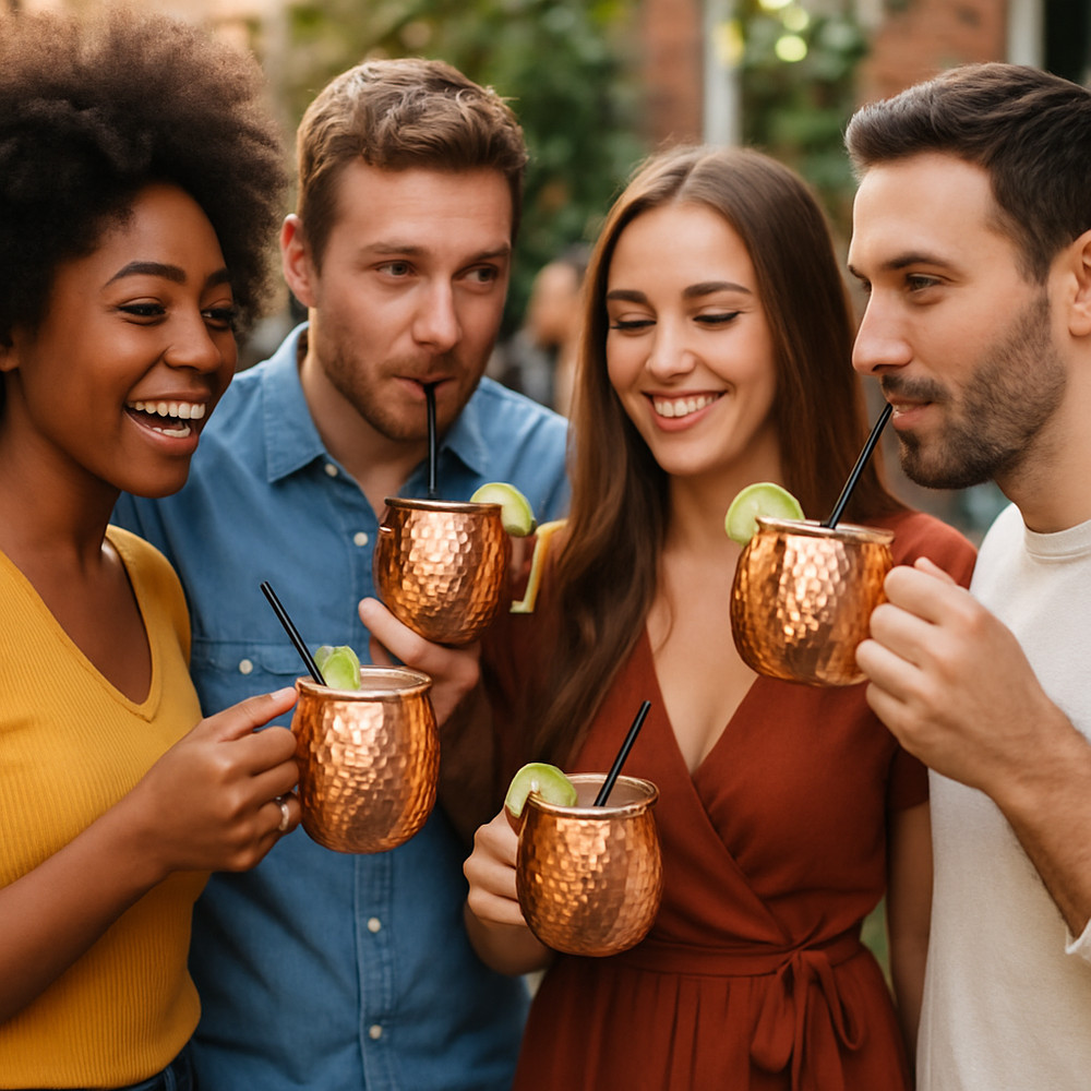 100% Handmade 16oz Solid Copper Mule Mug – Barrel Shaped Mug (Set of 4)