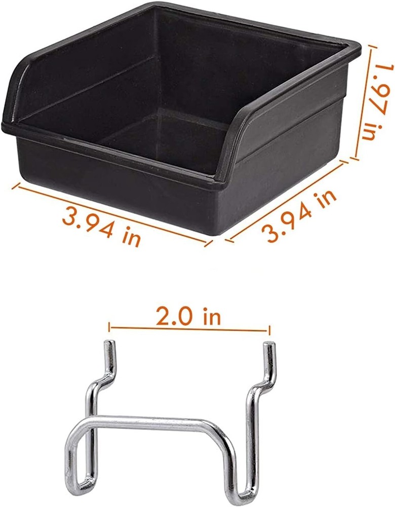 Space-Saving Pegboard Bins with Adjustable Hooks - Perfect for Workshops
