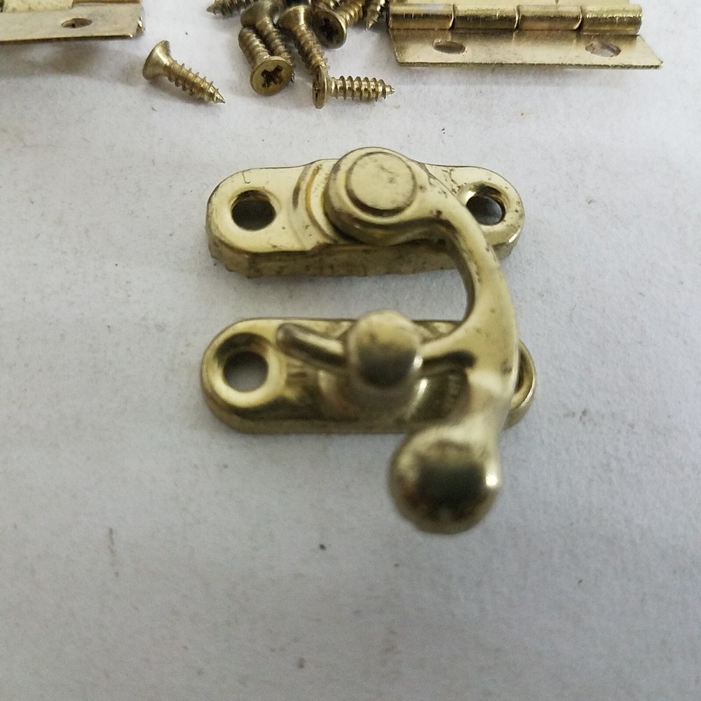 Latch And Hinge Set For Box Lid Brass