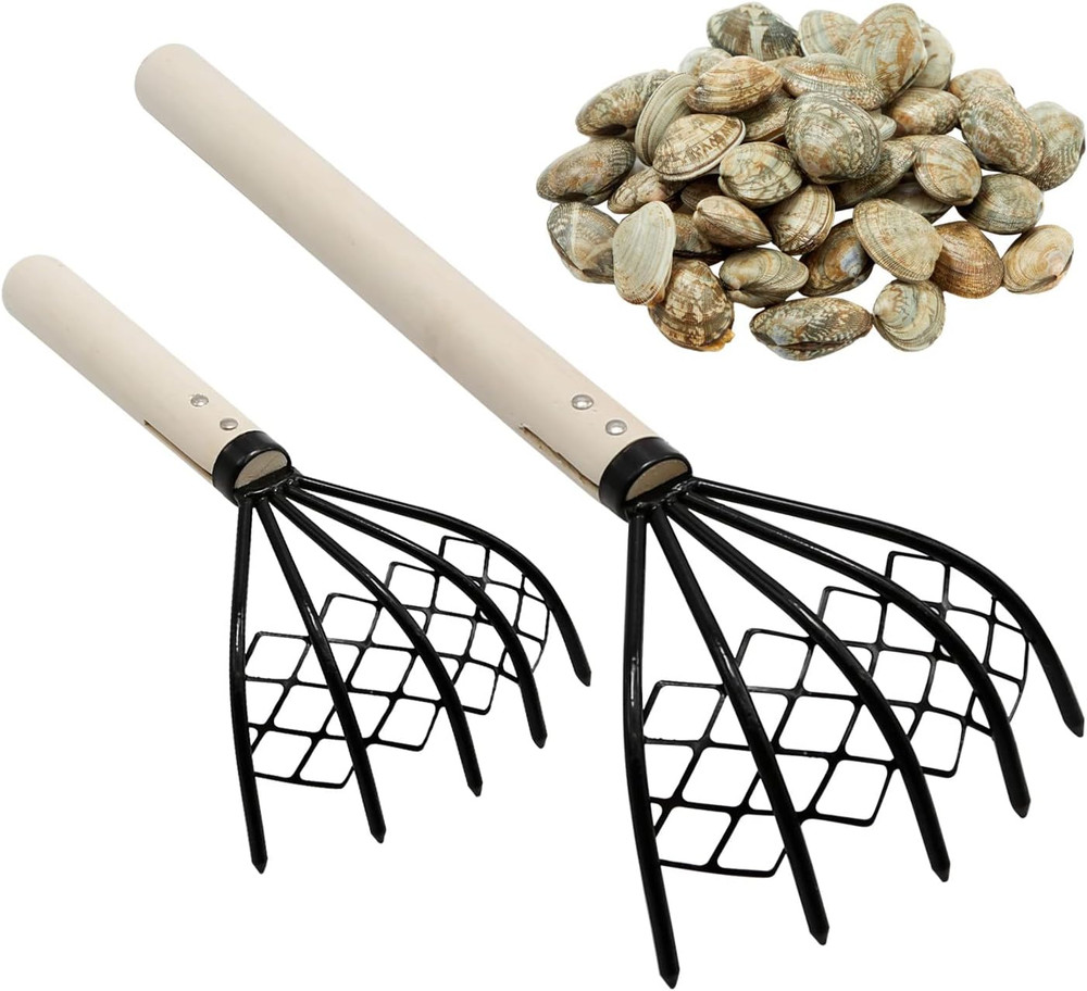 2 Pcs Claw Rake Clam Scraper Tool for Beach Clamming Claws Hand Rake Seafood She