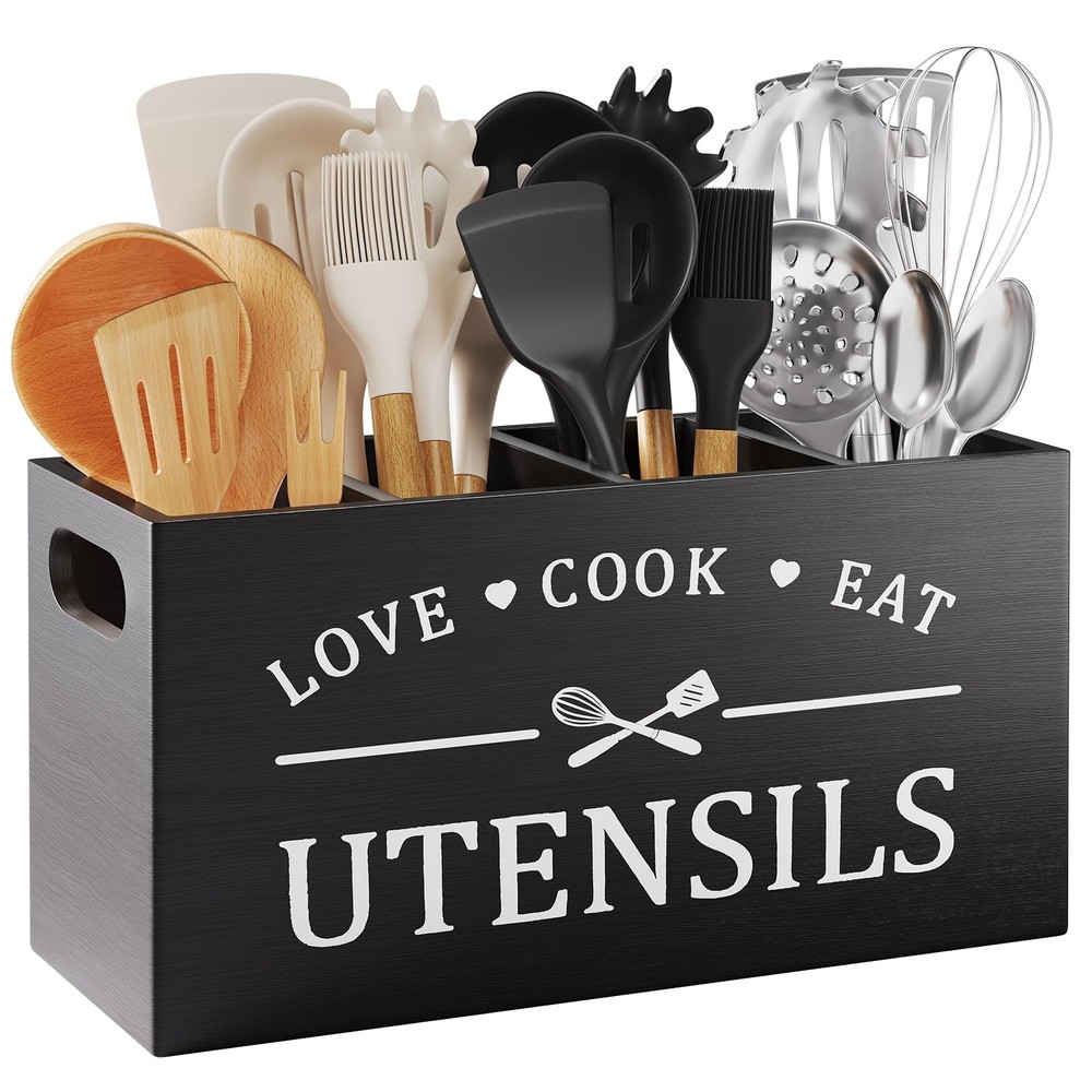 Premium Bamboo Silverware Organizer for Flatware Knives- Expandable Kitchen