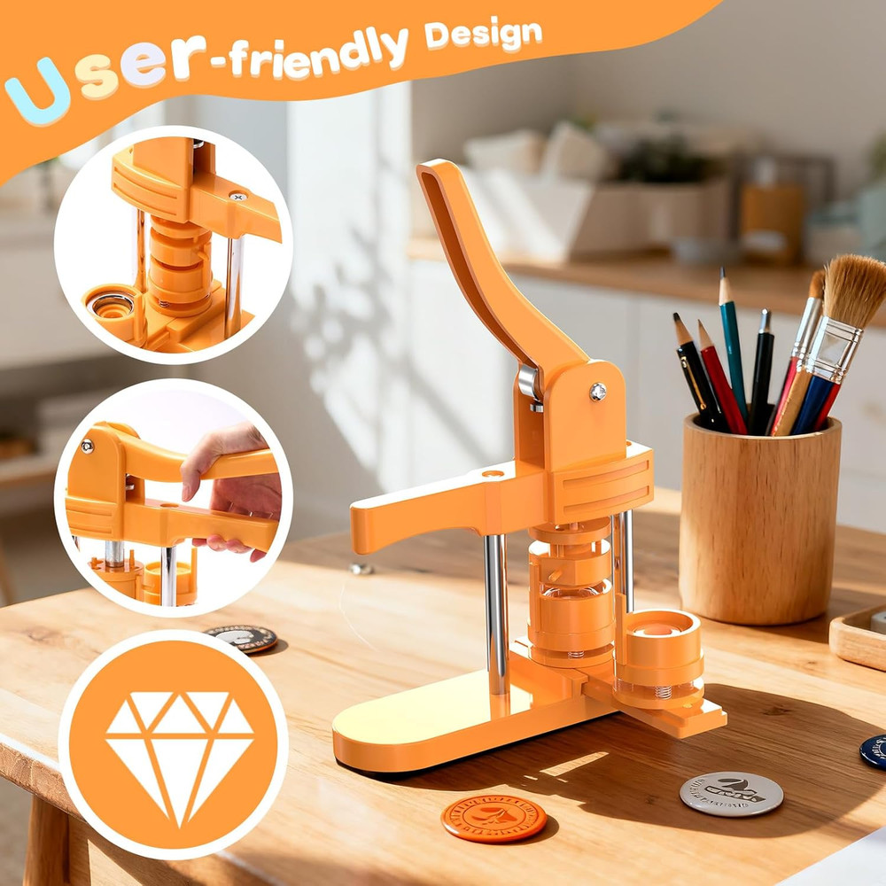 DIY Button Maker Kit - 25+32+44mm with 300 Plastic Backs for Custom Pins