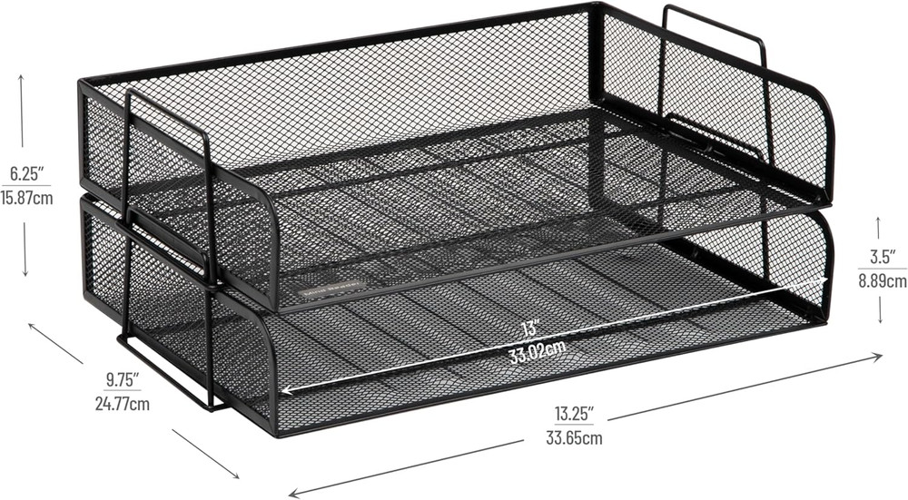 Mind Reader Stackable Paper Tray, Desktop Organizer, File Storage, Office, Metal