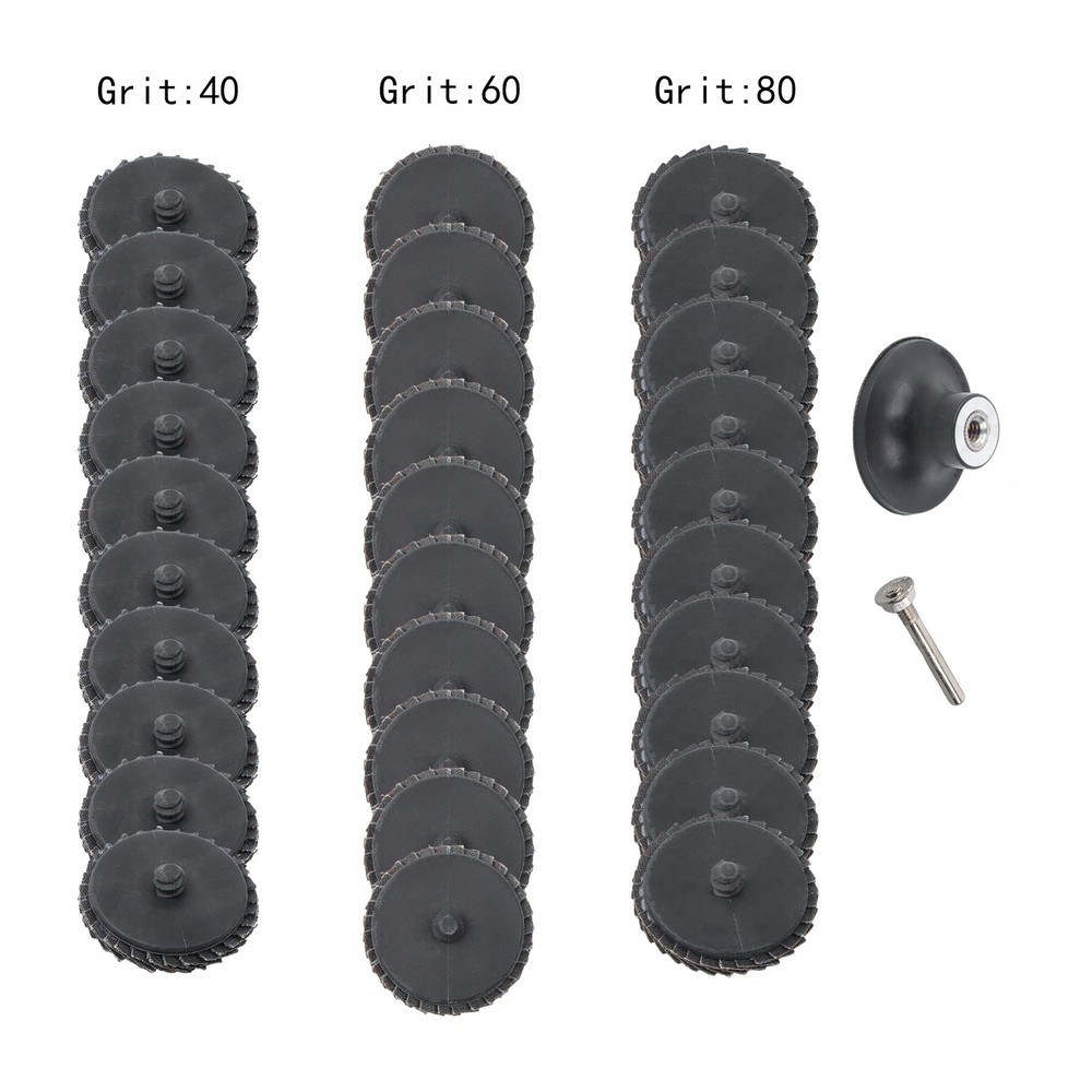 30Pcs 2 Inch Mixed Curved Roll Lock Quick Change Sanding Discs 1 Pcs 1/4" Holder