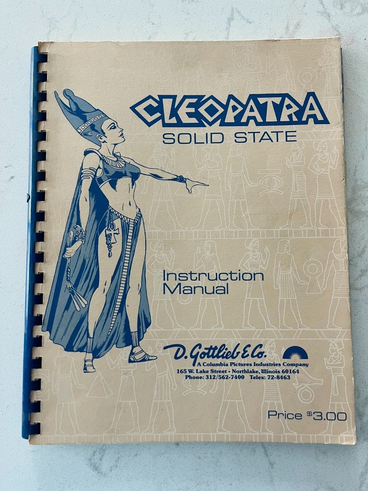 CLEOPATRA Solid State Instruction Manual - Gottlieb - 1977 + Warranty Cert.