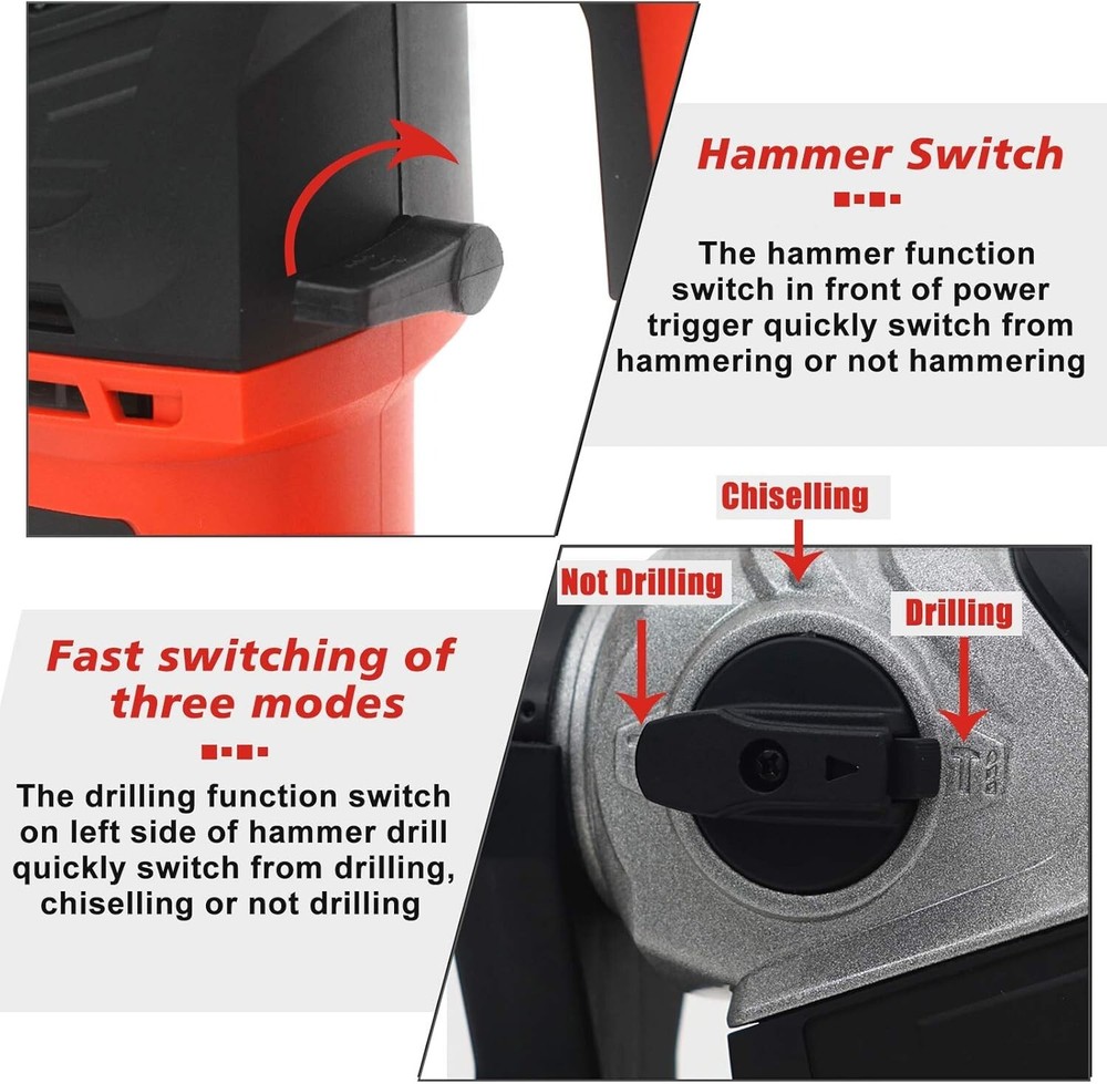 Corded 13 Amp Rotary Hammer - Efficient Demolition with Comprehensive Tool Kit