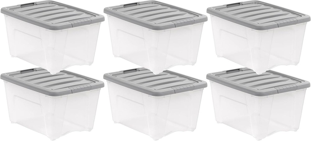 Plastic Storage Containers W/ Secure Latching Lids Stackable Organization Bins