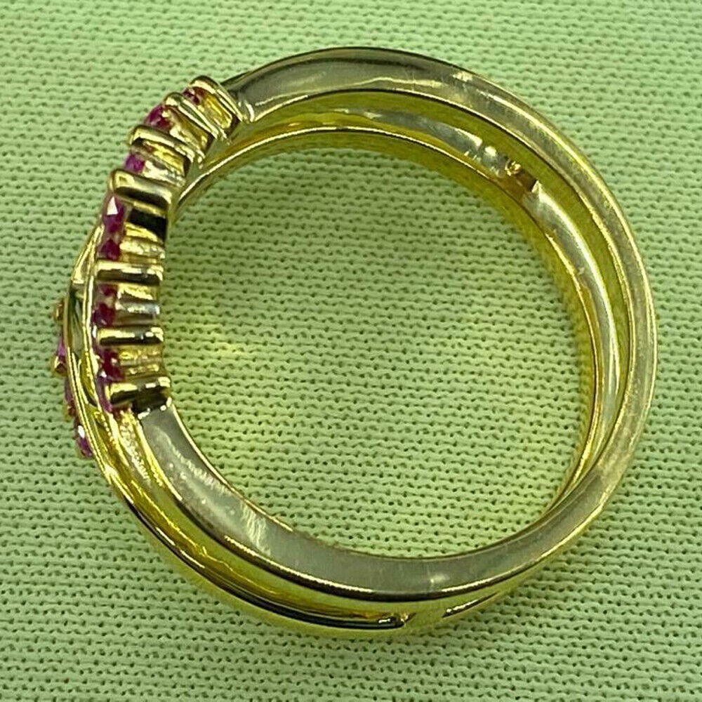 2Ct Round Cut Lab-Created Ruby Enhancer Anniversary Ring 14K Yellow Gold Plated