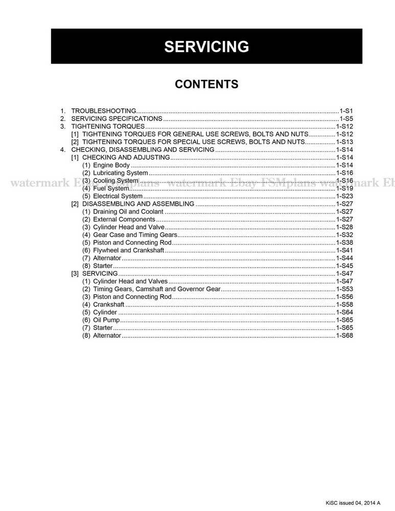 Kubota Engine 05-E4B 05-E4BG Workshop Service Manual