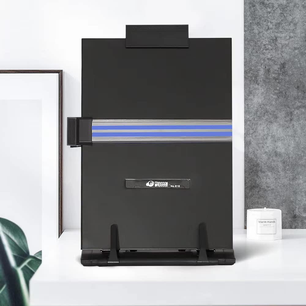 Desktop Document Holder Stand with 7 Adjustable Positions, Black Metal File O...