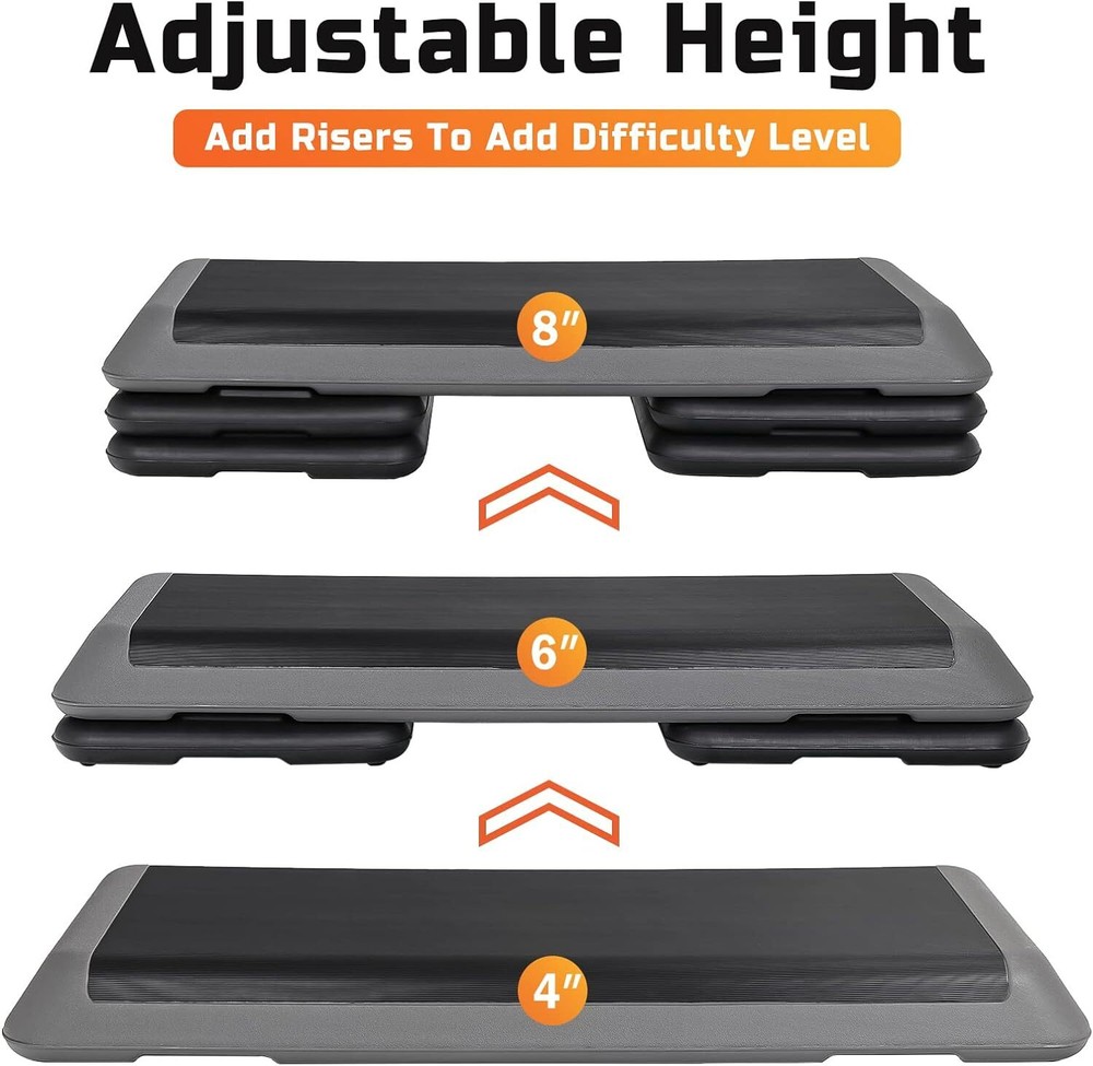 2PCS 43" Training Exercise Aerobic Stepper Workout Step Platform 4"- 6"- 8"