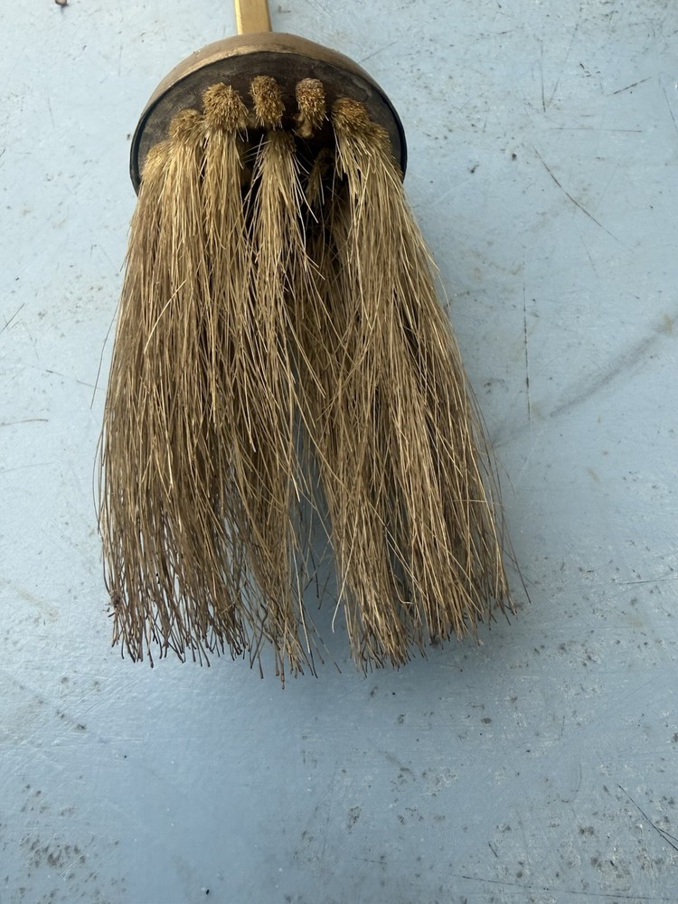 Vintage Brass Fire Fireplace Coal Brush Ash Broom