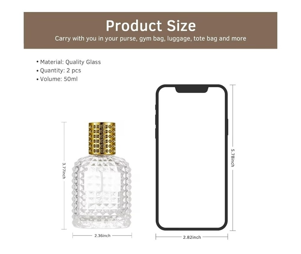 2 Pack 30ml Refillable Spray Perfume Bottles, Empty Clear Perfume Atomizer,...