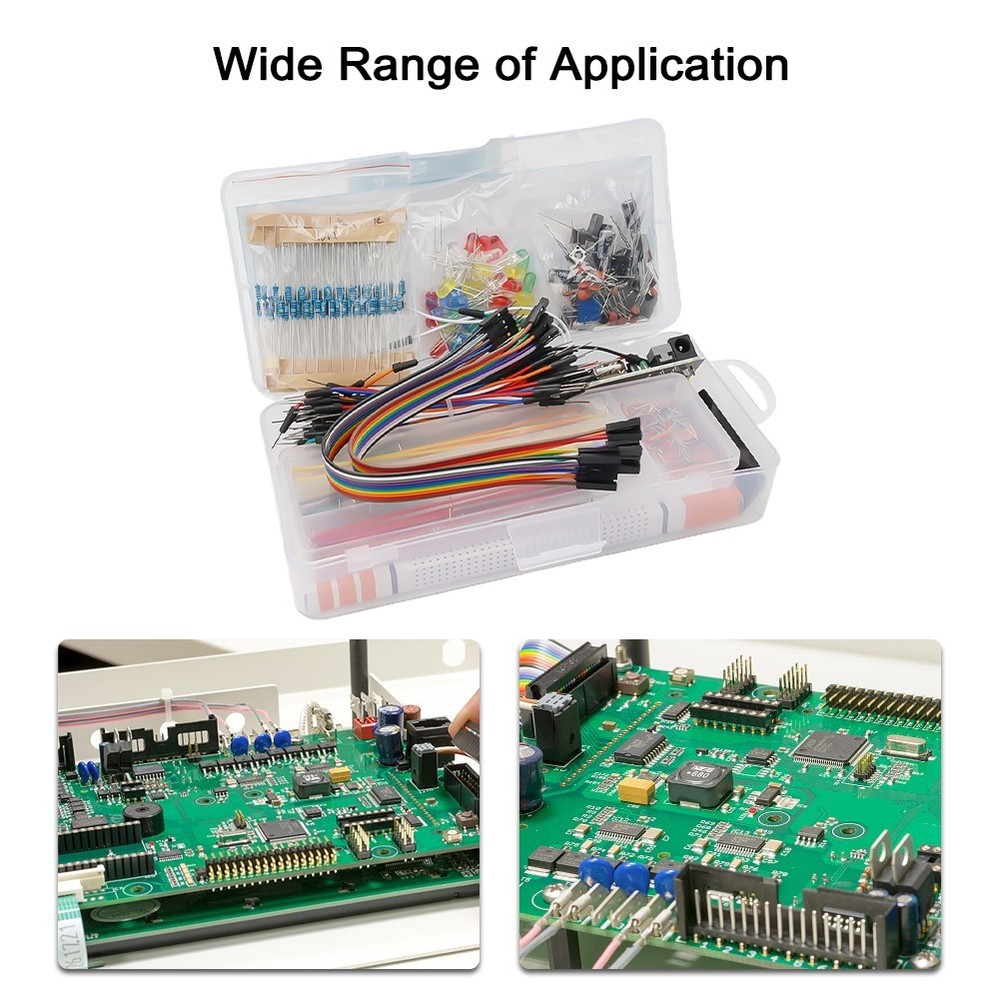 Electronics Component Starter Kit With 830 Tie-points Breadboard Cable Capacitor