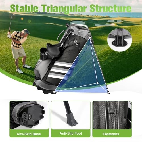 Golf Stand Bag with Dual Strap System, 14-Way Divider, Thick Padded Shoulder
