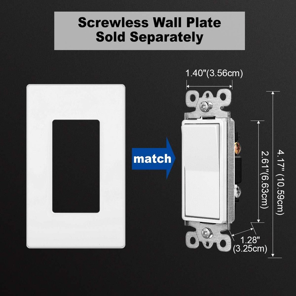 20 Pack CML 3 Way Decorator Paddle Rocker Wall Light Switch Single Pole or Th...