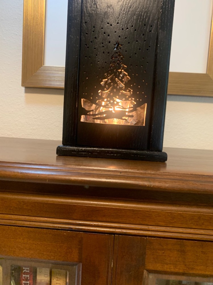 HANDCRAFTED SEASONAL BLACK PAINTED TABLE NIGHT LIGHT