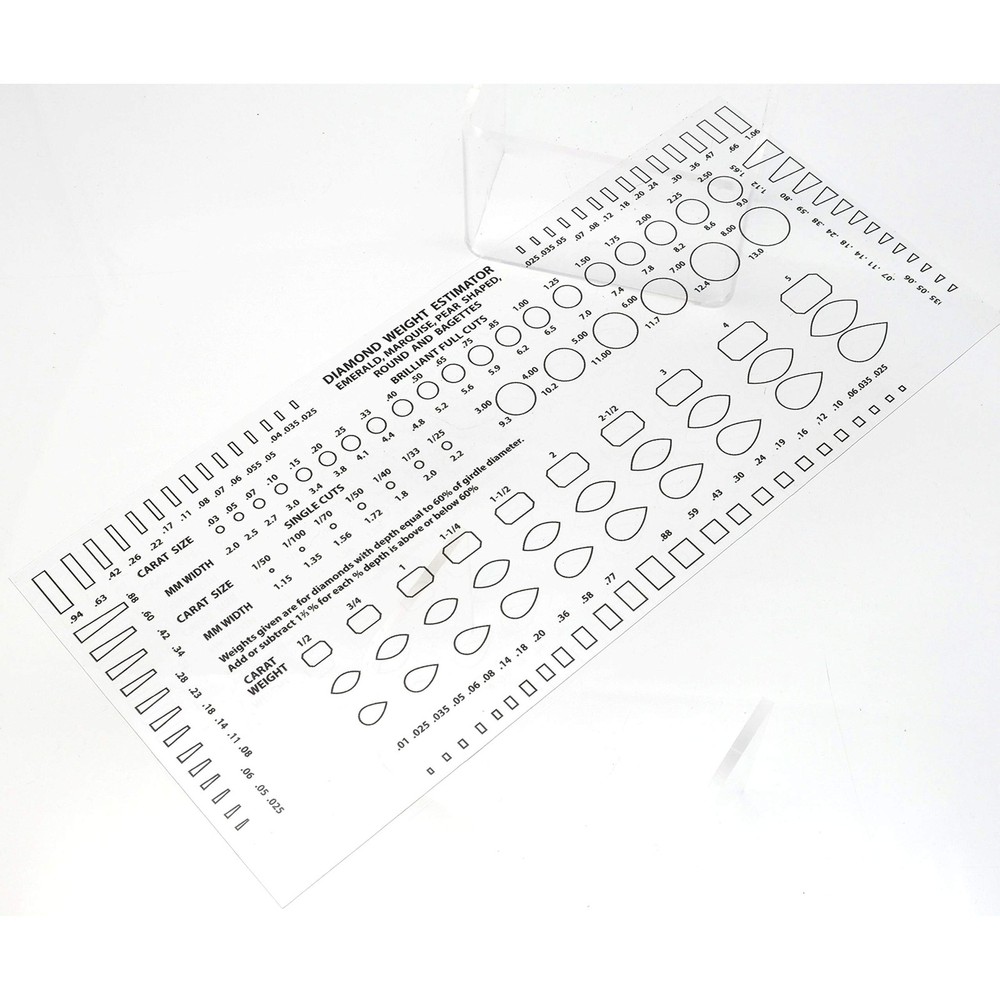 Euro Tool Diamond Gemstone Weight Gauge Gem Sizer Template White