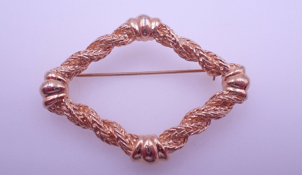 Gold Tone Monet Twisted Triangle Brooch