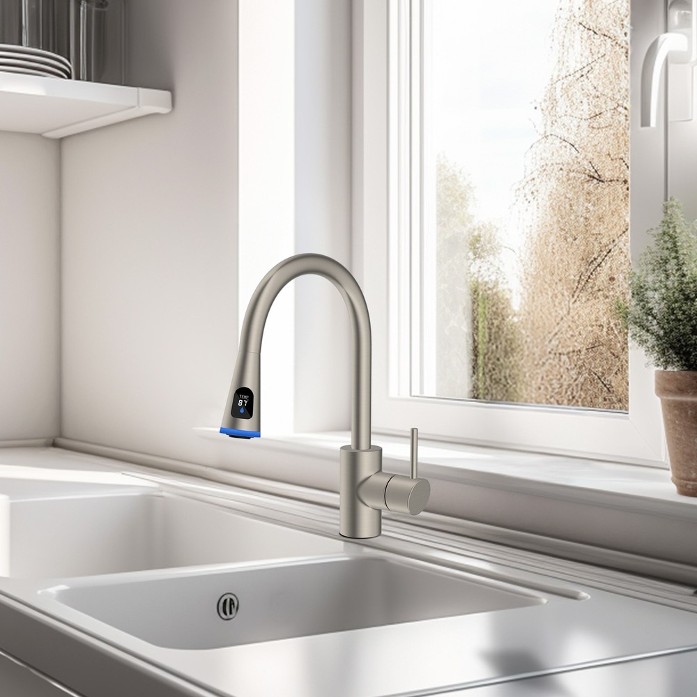 Kitchen Faucet Head Replacement Pull Down Kitchen Spray Head LED Temp Display US