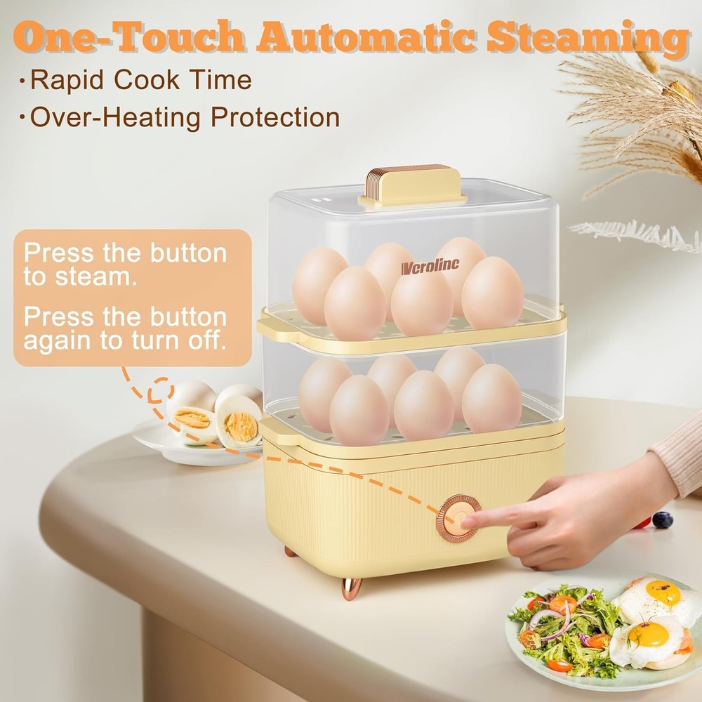 Rapid Egg Cooker 12 Egg Capacity Electric Egg Cooker Hard Boiled Eggs Soft