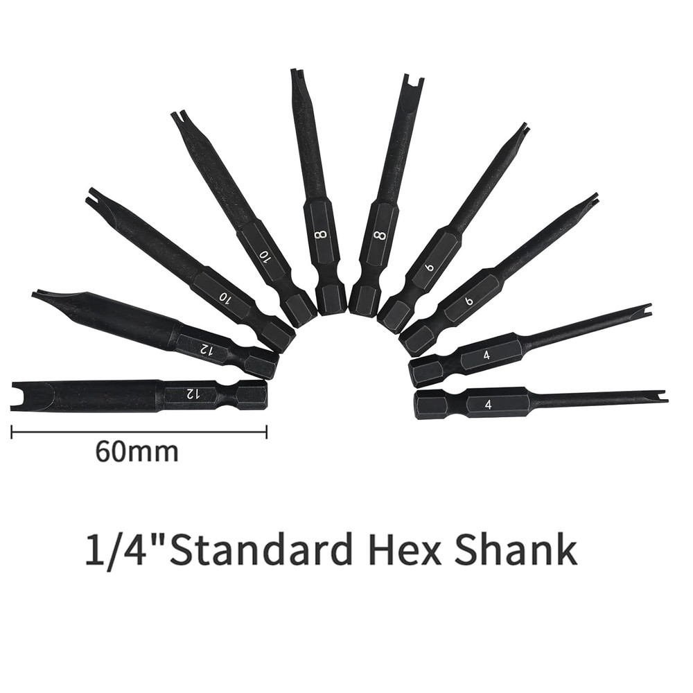 Spanner Bit Set (10 Pack - 2.3" Long Magnetic Heads) Spanner Fork Snake-Eye Secu