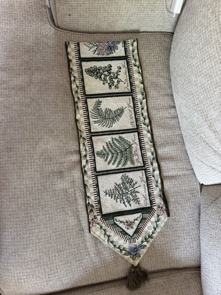 Tapestry Floral Table Runner Lined With Tassels